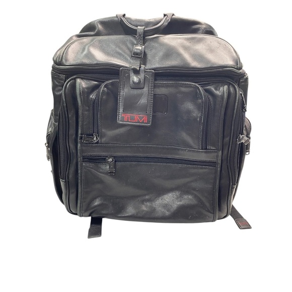 Tumi Black leather Backpack with Adjustable Straps and Durable Design - Picture 3 of 13